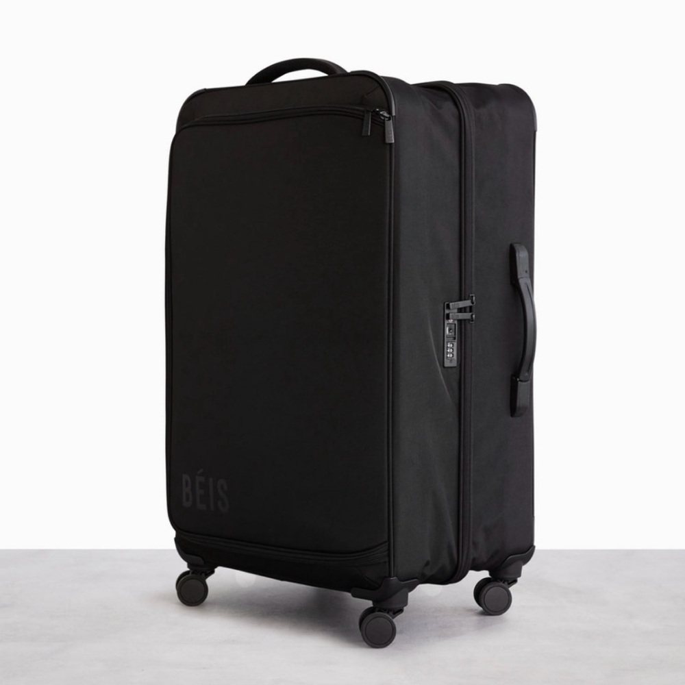 BEIS Soft-Sided Collapsible Check-In Roller BLACK TSA Lock Spinner Luggage